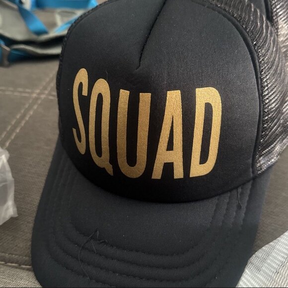 Squad Black Gold Trucker Ball Cap Hat Snapback - Picture 1 of 2